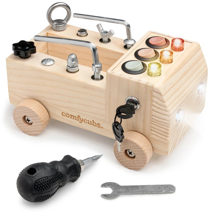 Busy Board Toy Truck Set - Natural Wood Comfy Cubs Lil Tulips