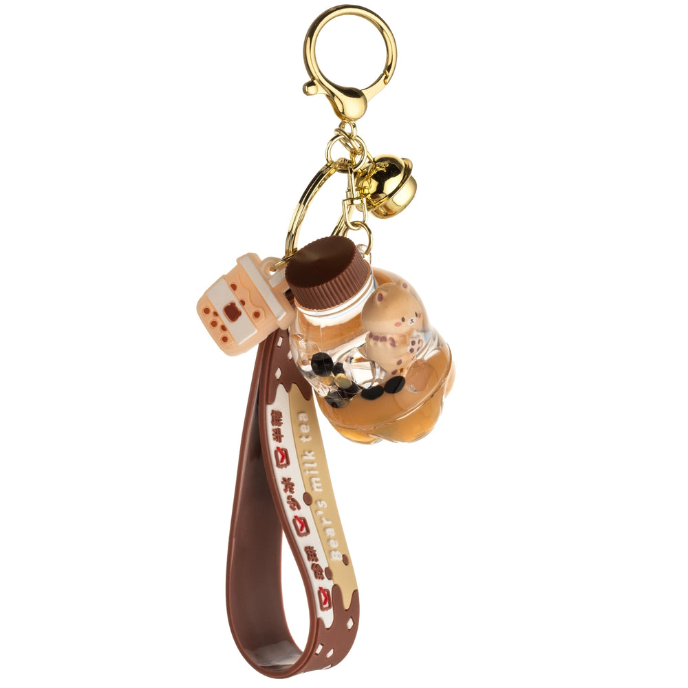 Bears Milk Tea Liquid Effect Sensory Soda Bottle Keychain