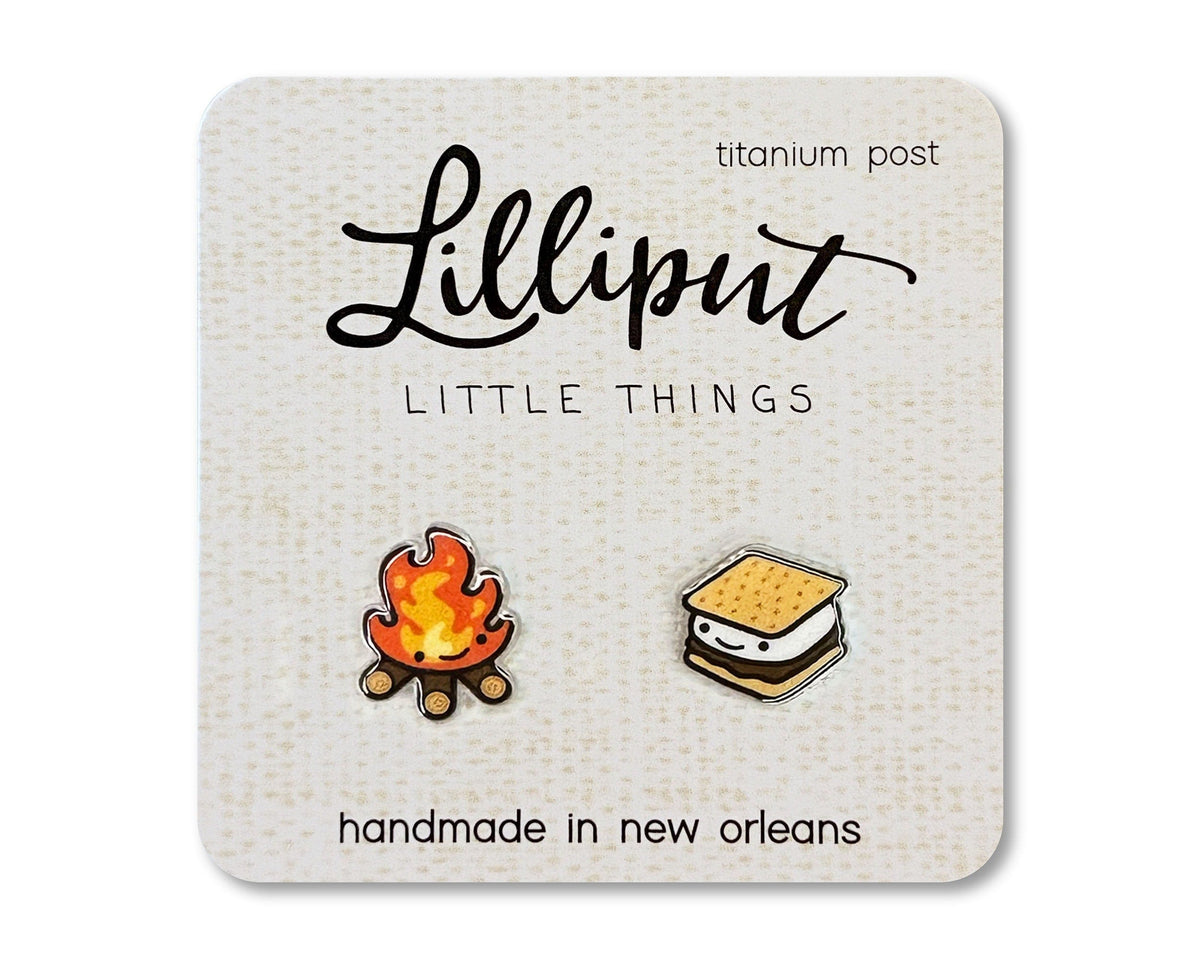 Campfire and Smores Earrings Lilliput Little Things Lil Tulips