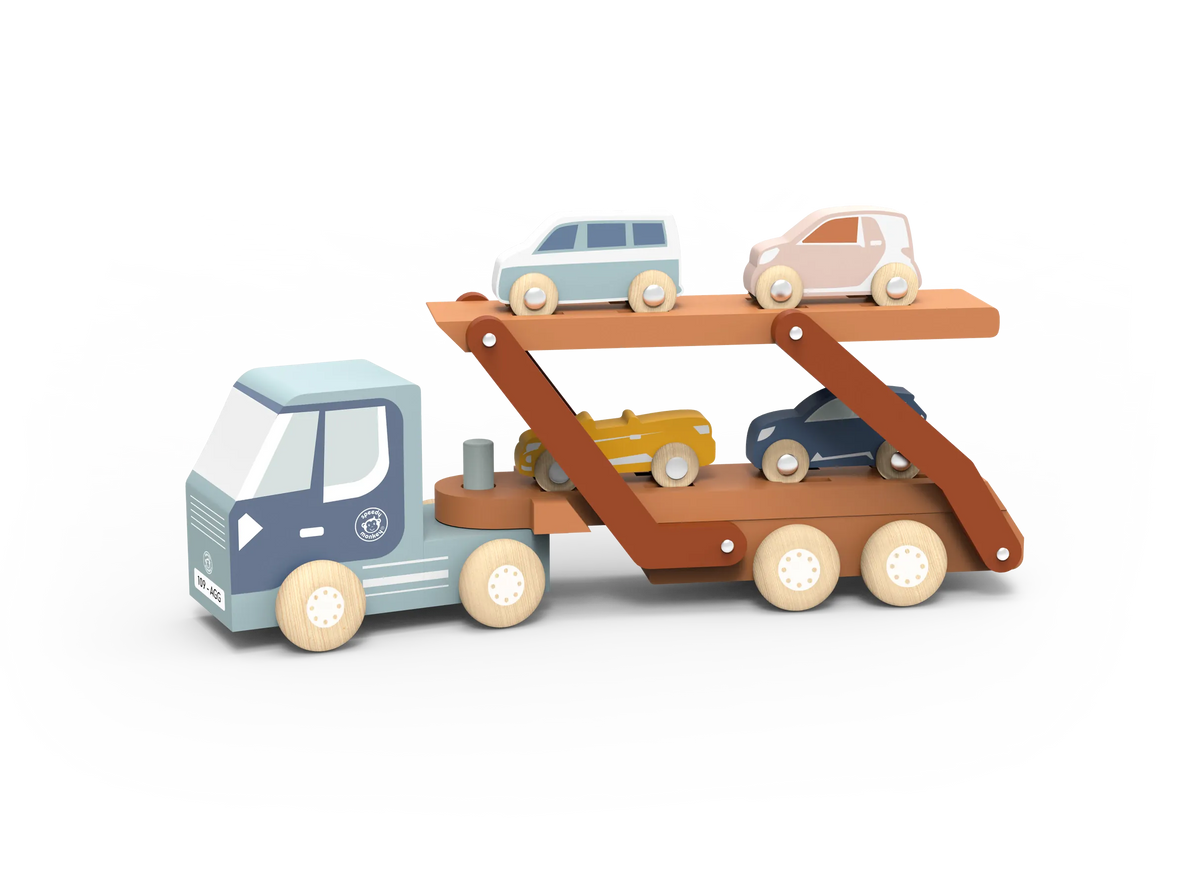 Car Carrier Truck with 4 Cars Speedy Monkey Lil Tulips