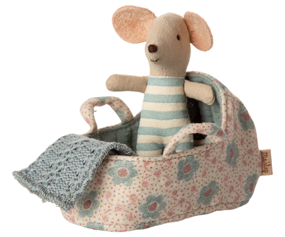 Carry cot, Baby mouse - Blue Maileg Lil Tulips