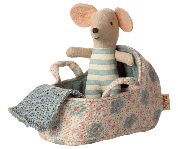 Carry cot, Baby mouse - Blue Maileg Lil Tulips
