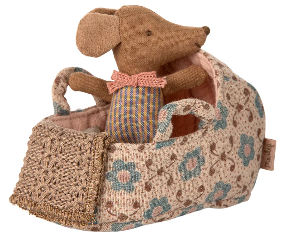 Carry cot, Baby mouse - Rose Maileg Lil Tulips