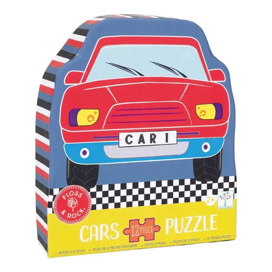 Cars 12pc Shaped Jigsaw with Shaped Box Floss and Rock Lil Tulips