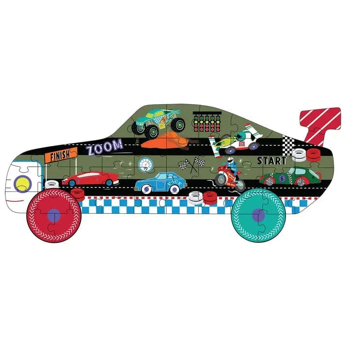 Cars 40pc Racing Car Shaped Jigsaw with Shaped Box Floss and Rock Lil Tulips