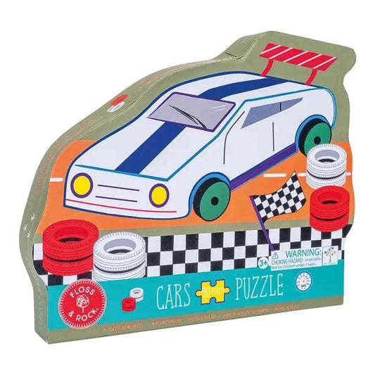 Cars 40pc Racing Car Shaped Jigsaw with Shaped Box Floss and Rock Lil Tulips