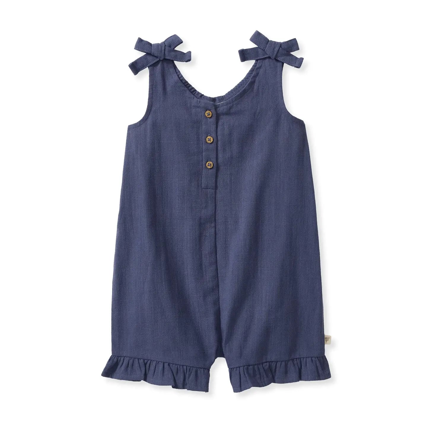 Check Gauze Blue Girl Romper - Blue Smoke Burt's Bees Baby Lil Tulips