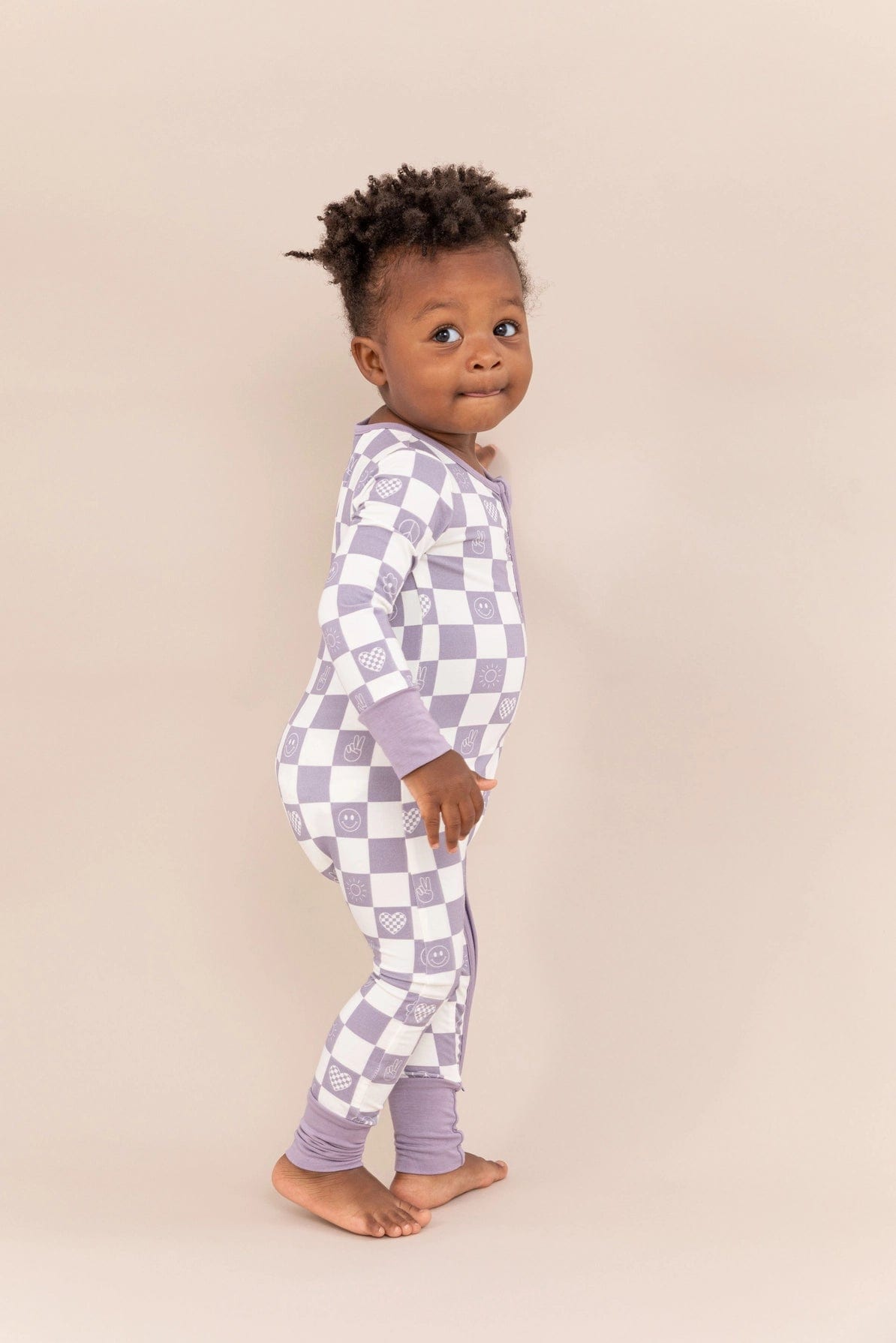 Check It Out - Lavender Footless Zip Romper Bird & Bean Baby & Toddler Clothing Lil Tulips