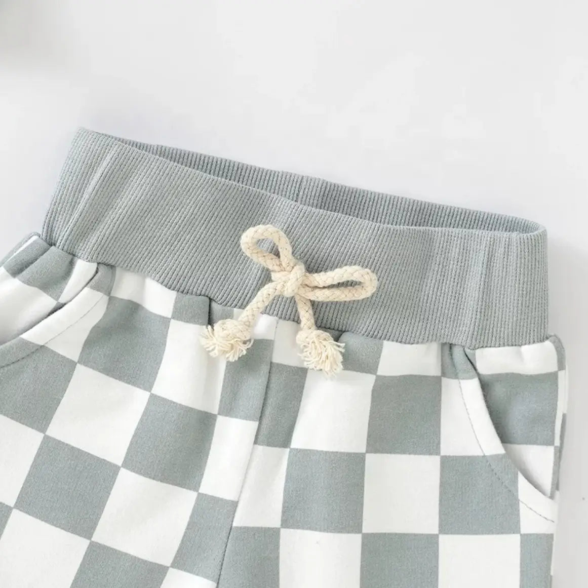 Checkerboard Shorties - Blue Boho + Babe Lil Tulips
