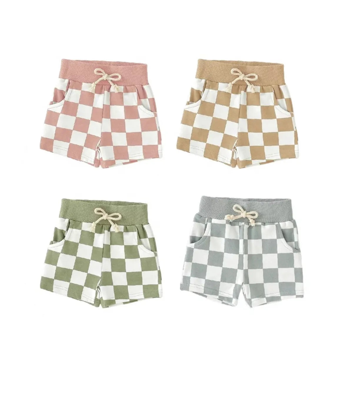 Checkerboard Shorties - Yellow Boho + Babe Lil Tulips