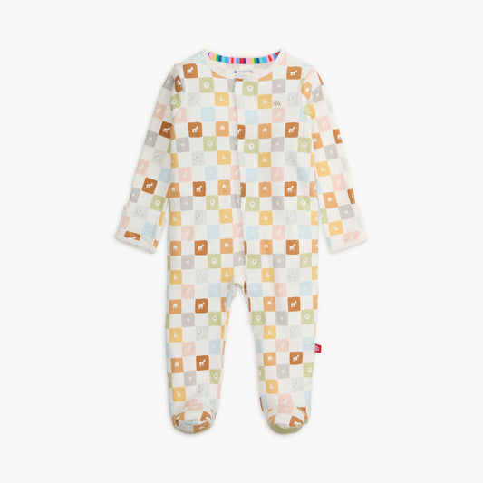 Checkmate Organic Cotton Footie Magnetic Me Lil Tulips