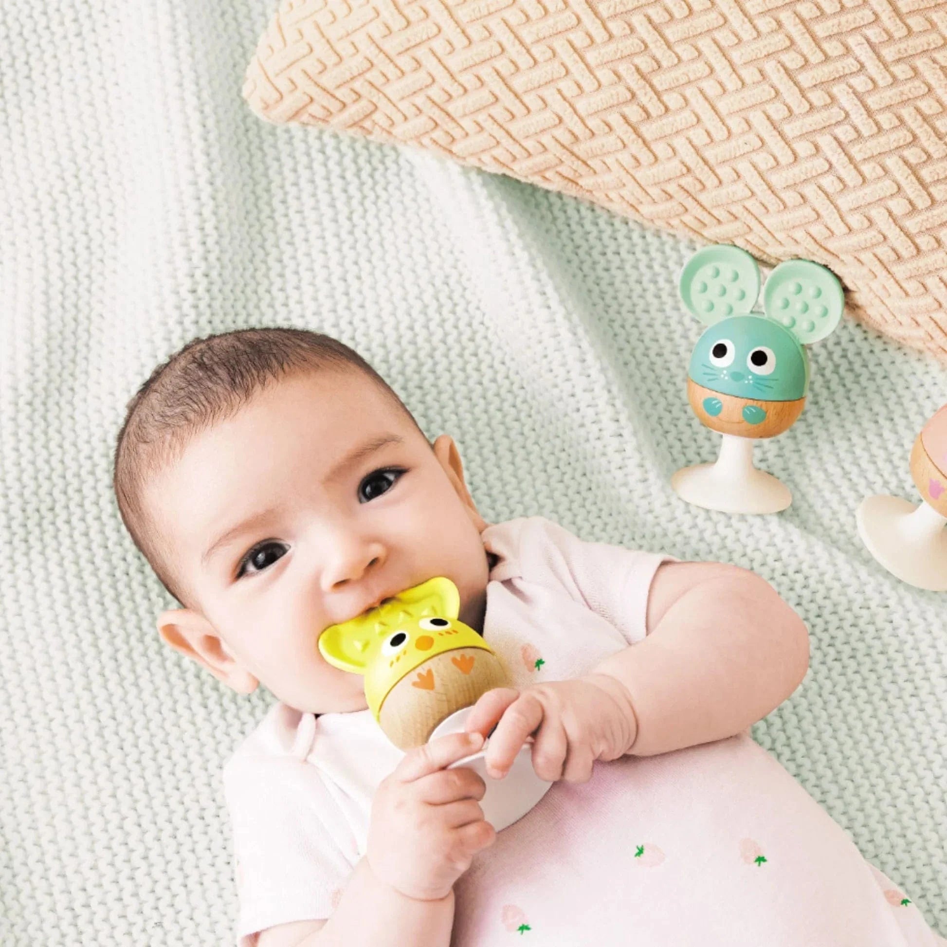 Cheery Critter Rattle Trio Hape Pacifiers & Teethers Lil Tulips