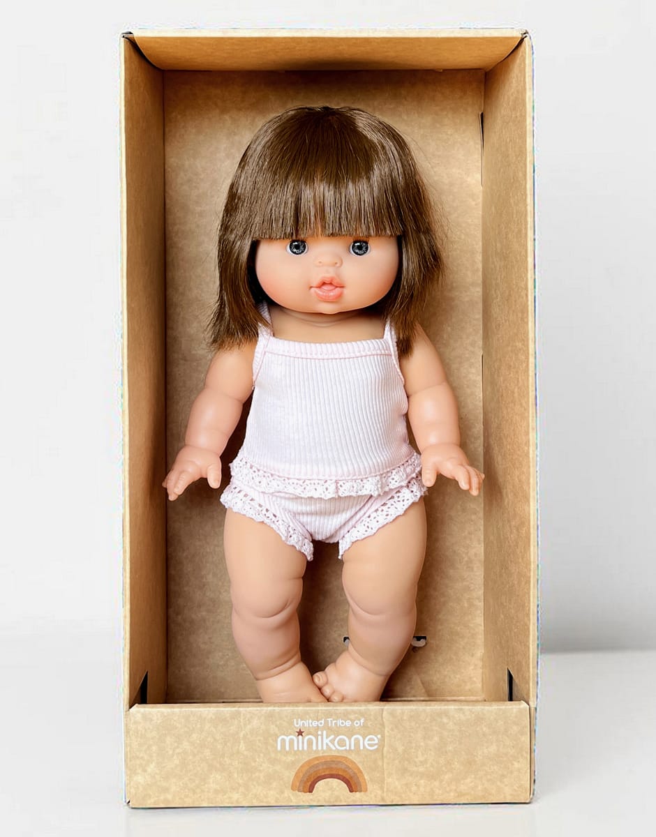 Chloé Minikane Gordis Doll dressed in pastel pink underwear Minikane Lil Tulips
