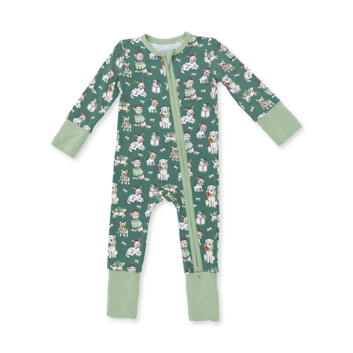 Christmas Dogs Uni - 2 Way Zipper Romper Angel Dear Lil Tulips