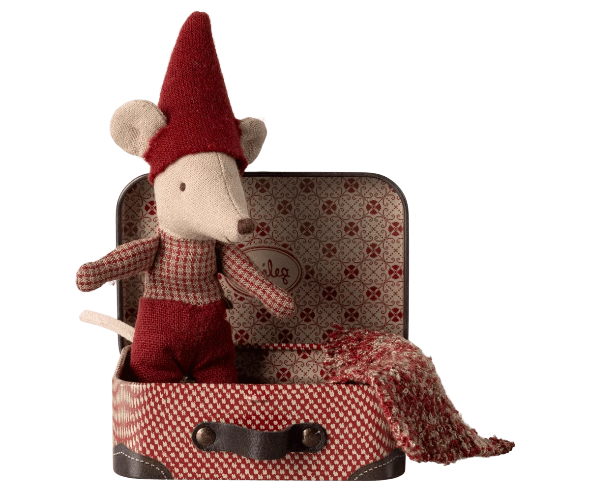 Christmas mouse, Baby in suitcase Maileg Lil Tulips