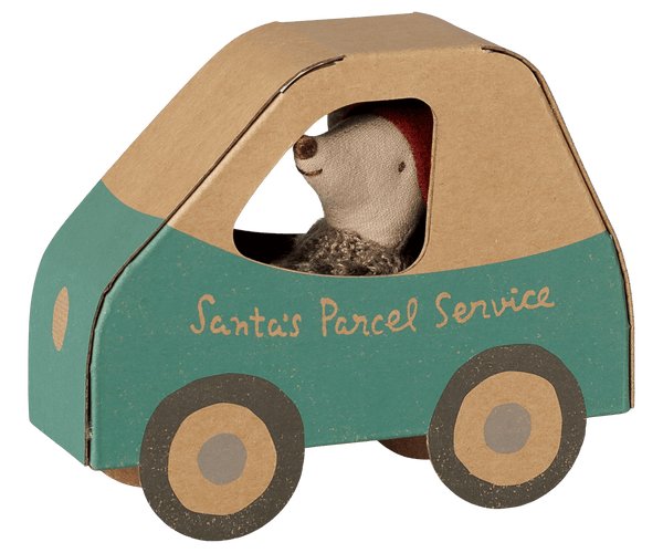 Christmas mouse, Little brother in car box Maileg Lil Tulips