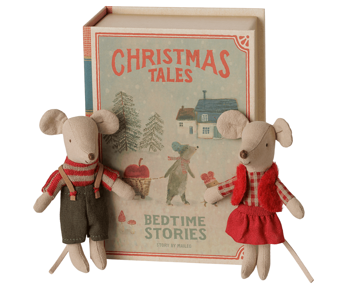 Christmas twin mice, Little sister and brother in book Default Maileg Lil Tulips