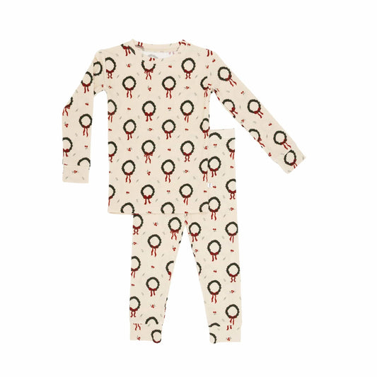 Christmas Wreaths Small Ribbed Two-Piece Set Brave Little Ones Lil Tulips