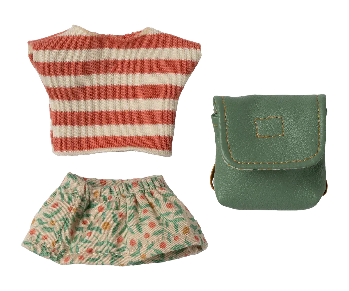 Clothes and bag, Big sister mouse - Green Maileg Lil Tulips