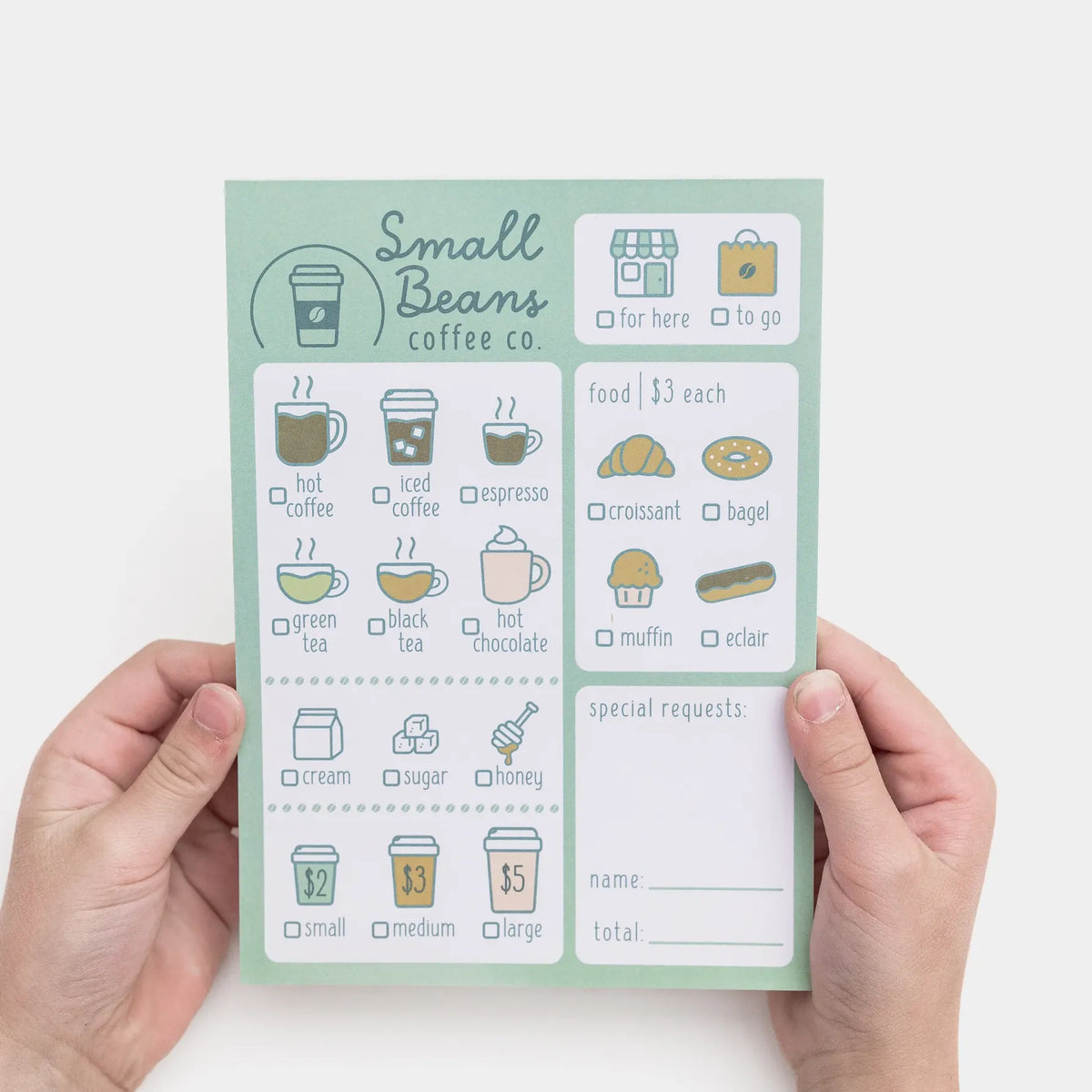 Coffee Shop Pretend Play Notepad oh, little wren Lil Tulips