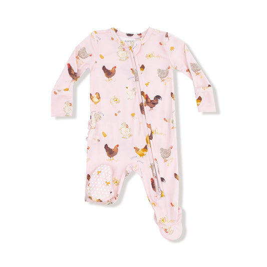 Collector Chickens PINK - 2 Way Ruffle Zipper Footie Angel Dear Lil Tulips
