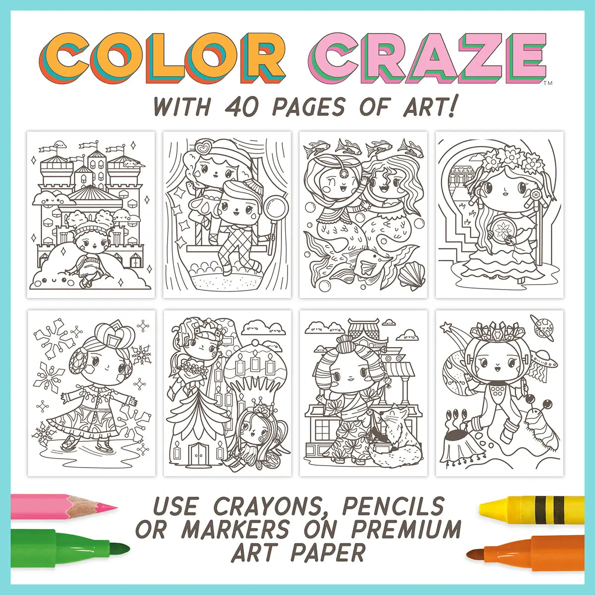 Color Craze Coloring Book - Princess Bright Stripes Lil Tulips
