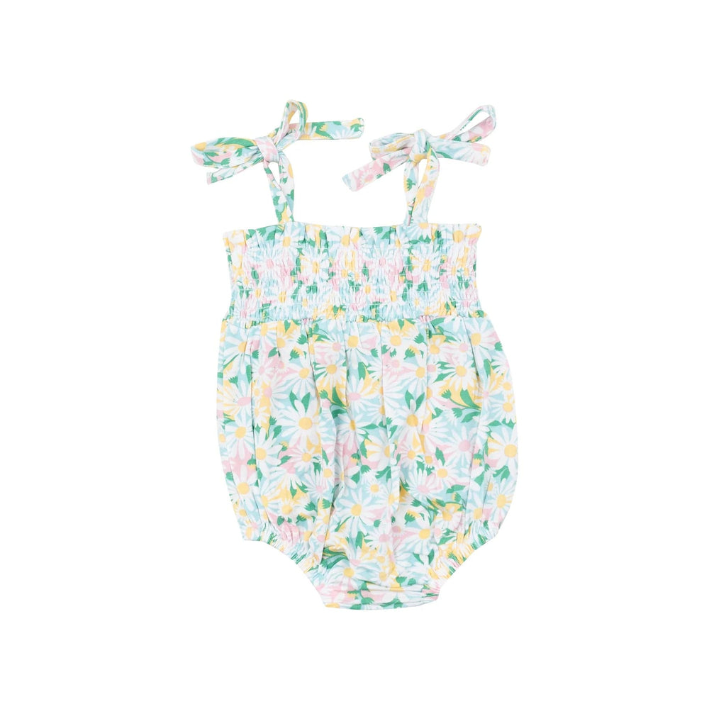Color Fill Daisies Tie Strap Smocked Bubble Angel Dear Lil Tulips