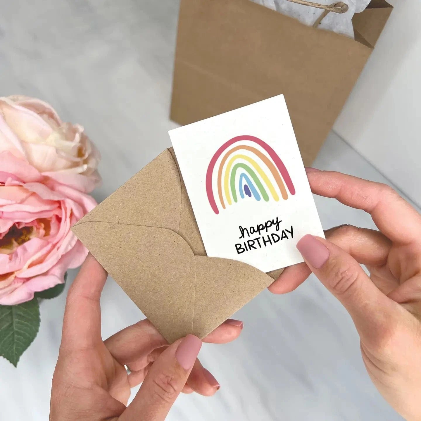 Colorful Birthday Rainbow - Birthday Gift Enclosure Card Lemon Doodle Lil Tulips