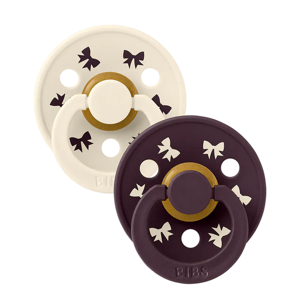Colour Holiday Bow 2 Pack - Ivory/Plum Bibs Pacifier Lil Tulips