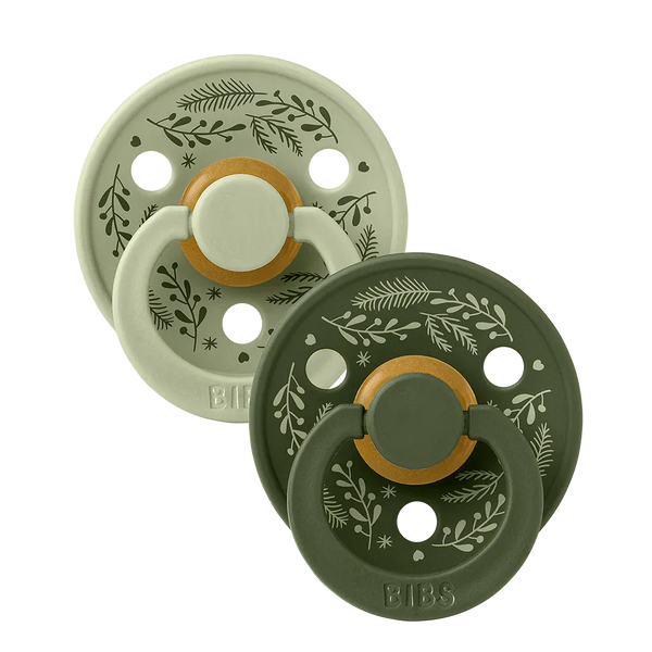 Colour Pacifiers Holiday Leaf 2 Pack - Sage/Hunter Green Bibs Pacifier Lil Tulips