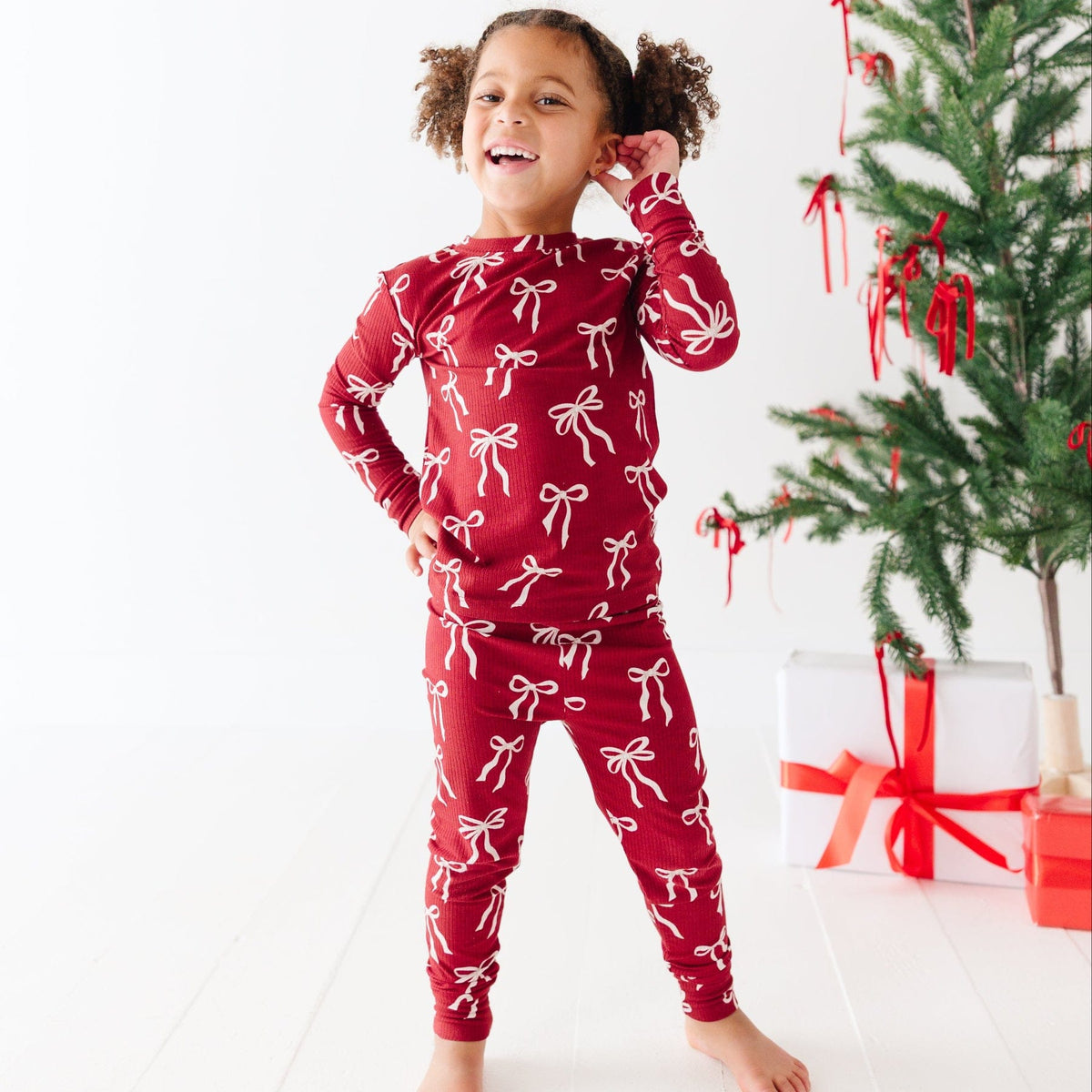 Coquette Bows Red Small Ribbed Two-Piece Set Brave Little Ones Lil Tulips