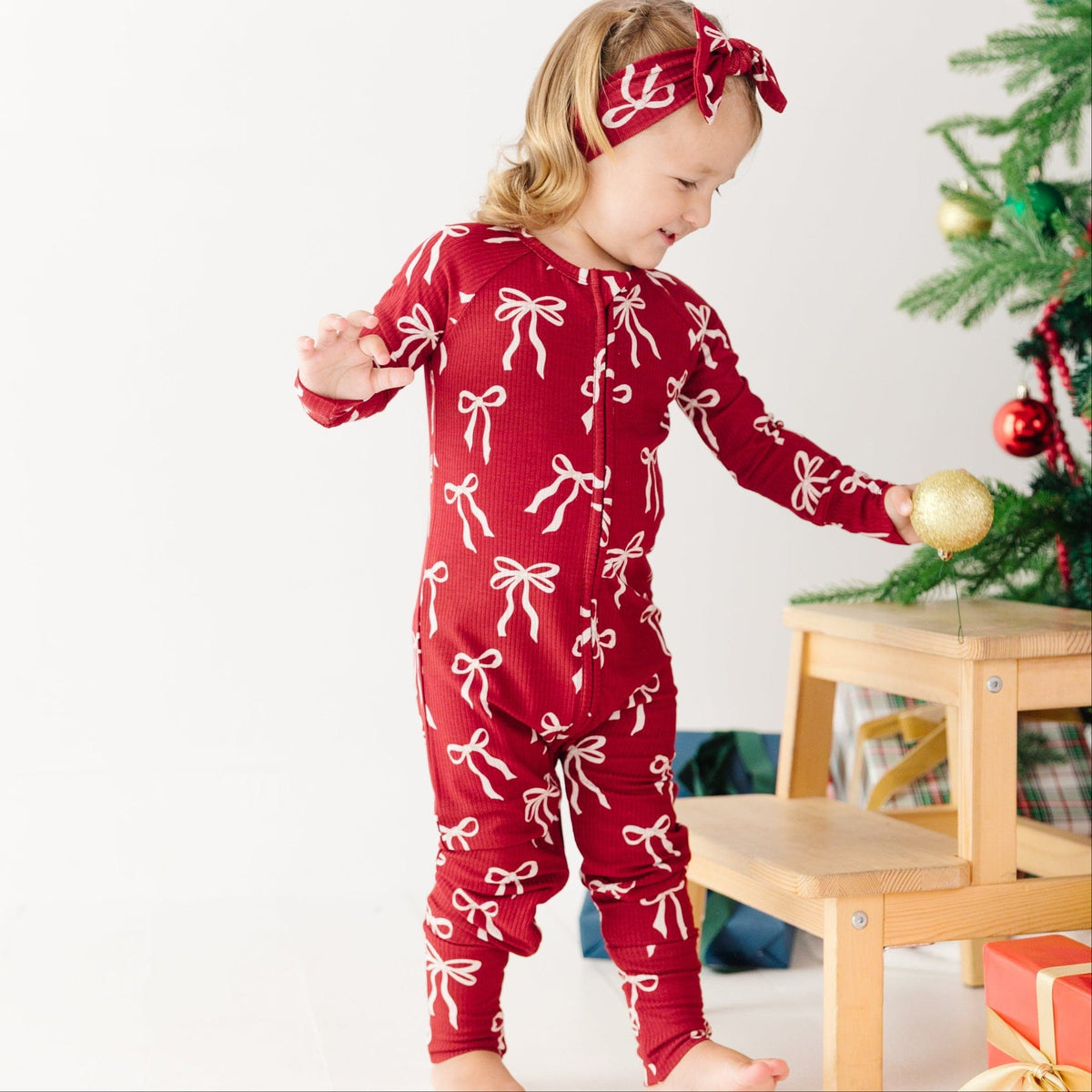 Coquette Bows Red Small Ribbed Zip Romper Brave Little Ones Lil Tulips