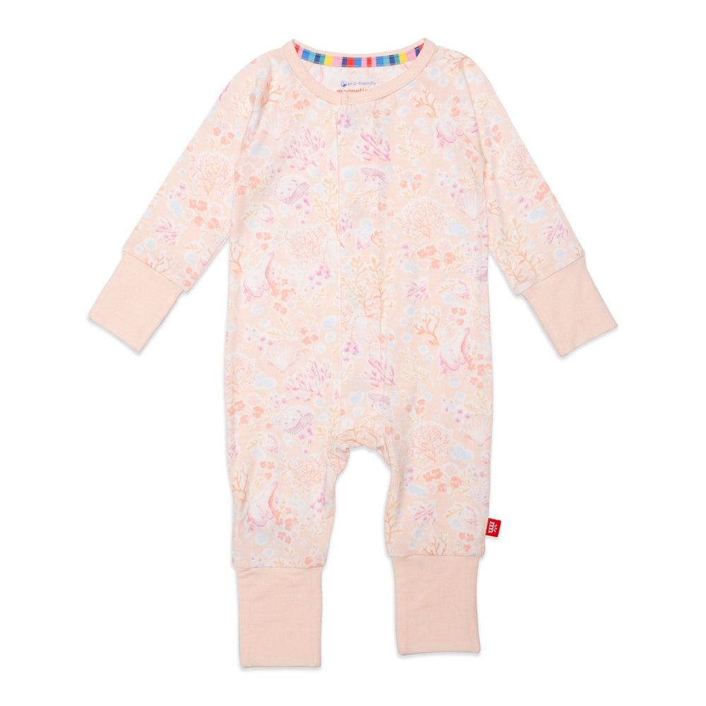 Coral Floral Modal Magnetic Convertible Coverall Magnetic Me Lil Tulips