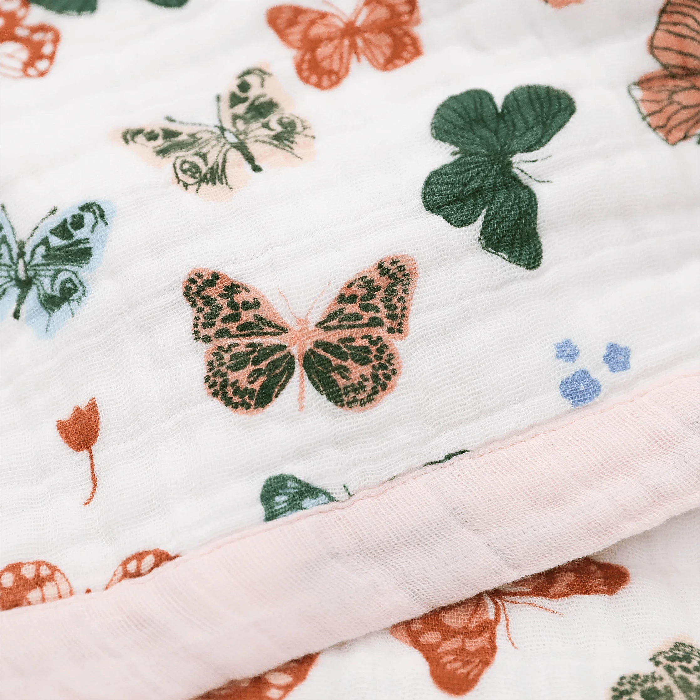 Cotton Muslin Baby Quilt - Butterflies Little Unicorn Lil Tulips