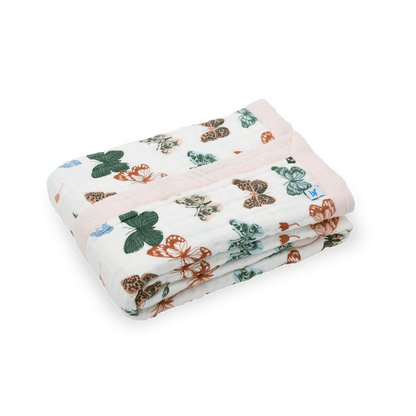 Cotton Muslin Baby Quilt - Butterflies Little Unicorn Lil Tulips