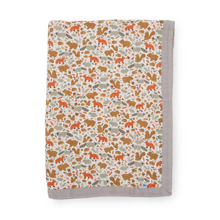 Cotton Muslin Baby Quilt - Fall Friends Little Unicorn Lil Tulips
