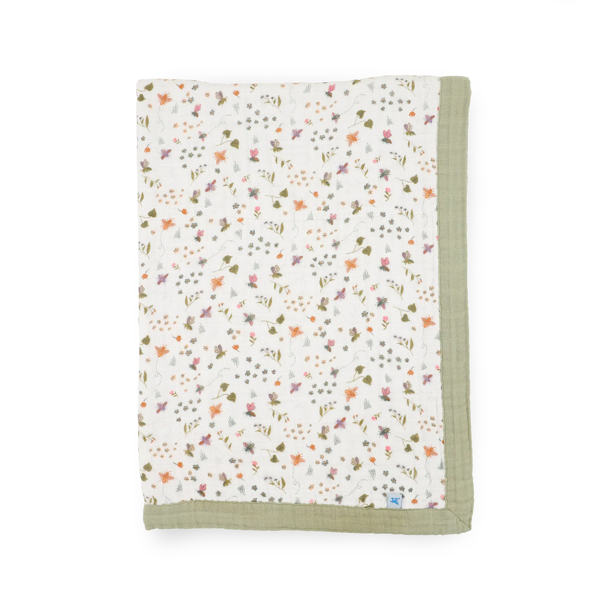 Cotton Muslin Baby Quilt - Garden Bees Little Unicorn Lil Tulips