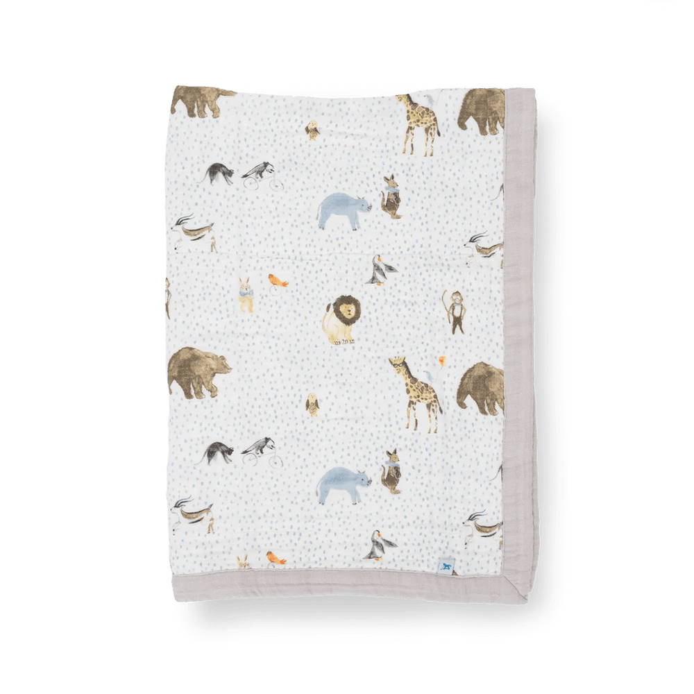 Cotton Muslin Baby Quilt - Party Animals Little Unicorn Lil Tulips