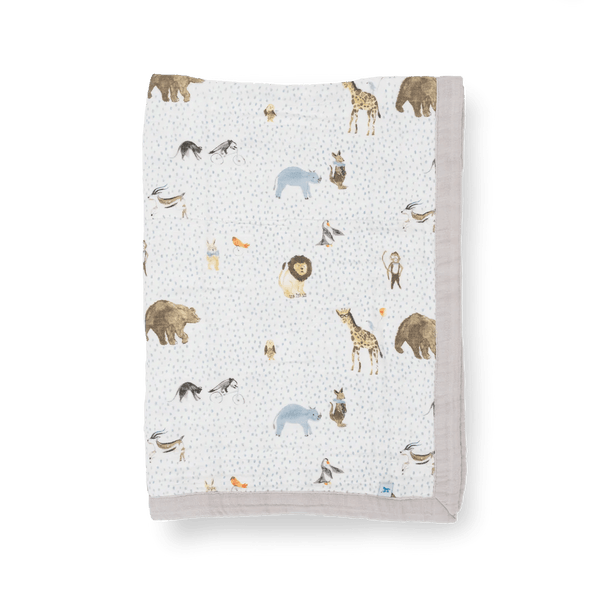 Cotton Muslin Baby Quilt - Party Animals Little Unicorn Lil Tulips