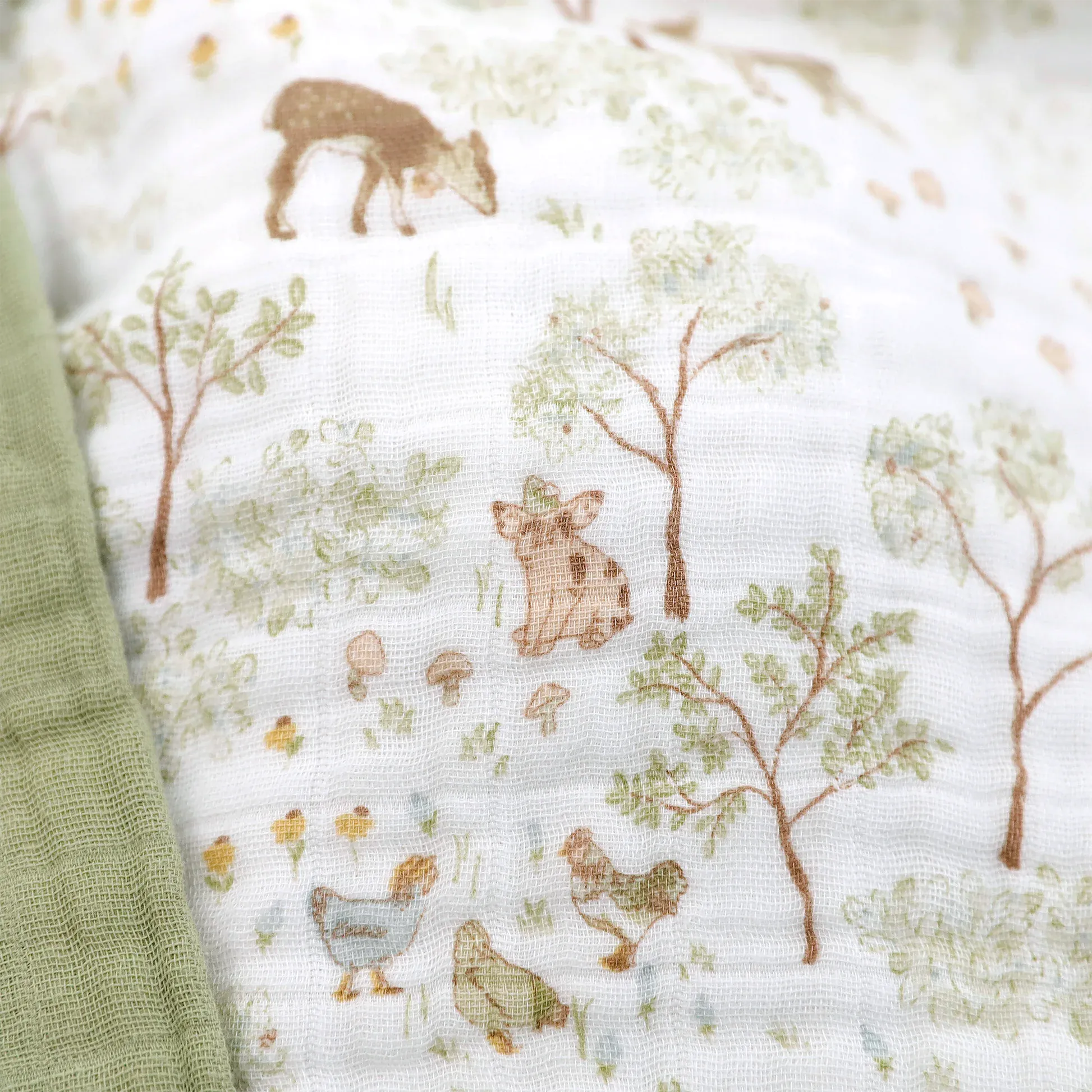 Cotton Muslin Baby Quilt - Woodland Friends Little Unicorn Lil Tulips