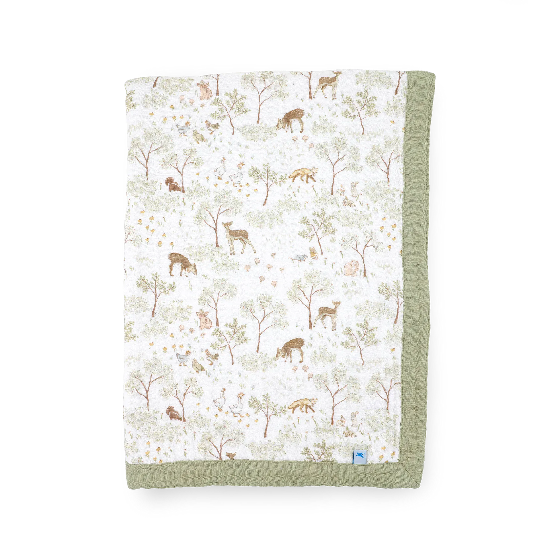 Cotton Muslin Baby Quilt - Woodland Friends Little Unicorn Lil Tulips