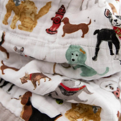 Cotton Muslin Baby Quilt - Woof Little Unicorn Lil Tulips