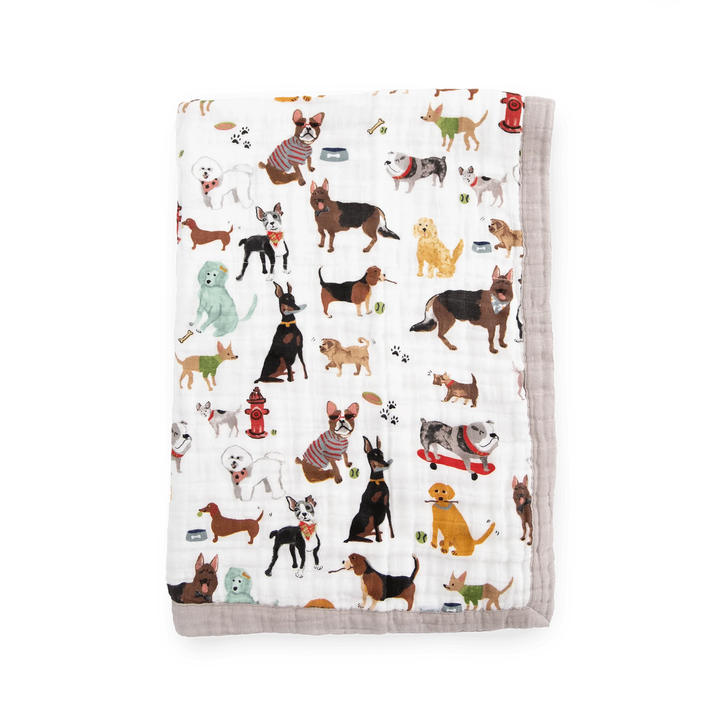 Cotton Muslin Baby Quilt - Woof Little Unicorn Lil Tulips