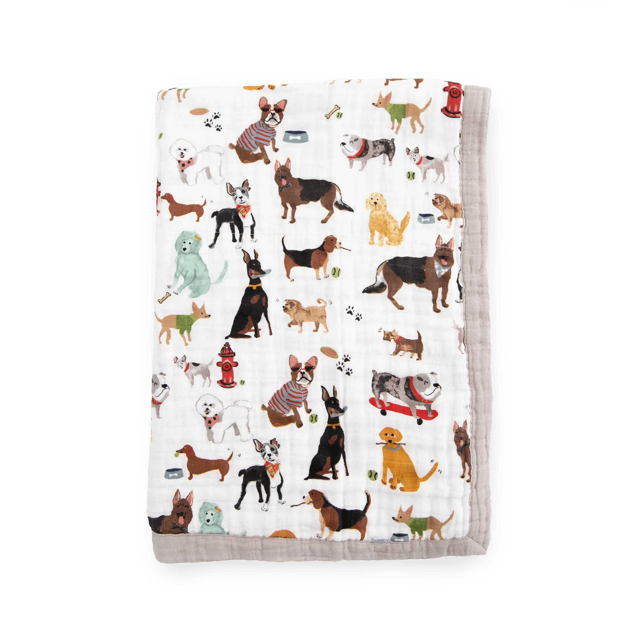 Cotton Muslin Baby Quilt - Woof Little Unicorn Lil Tulips