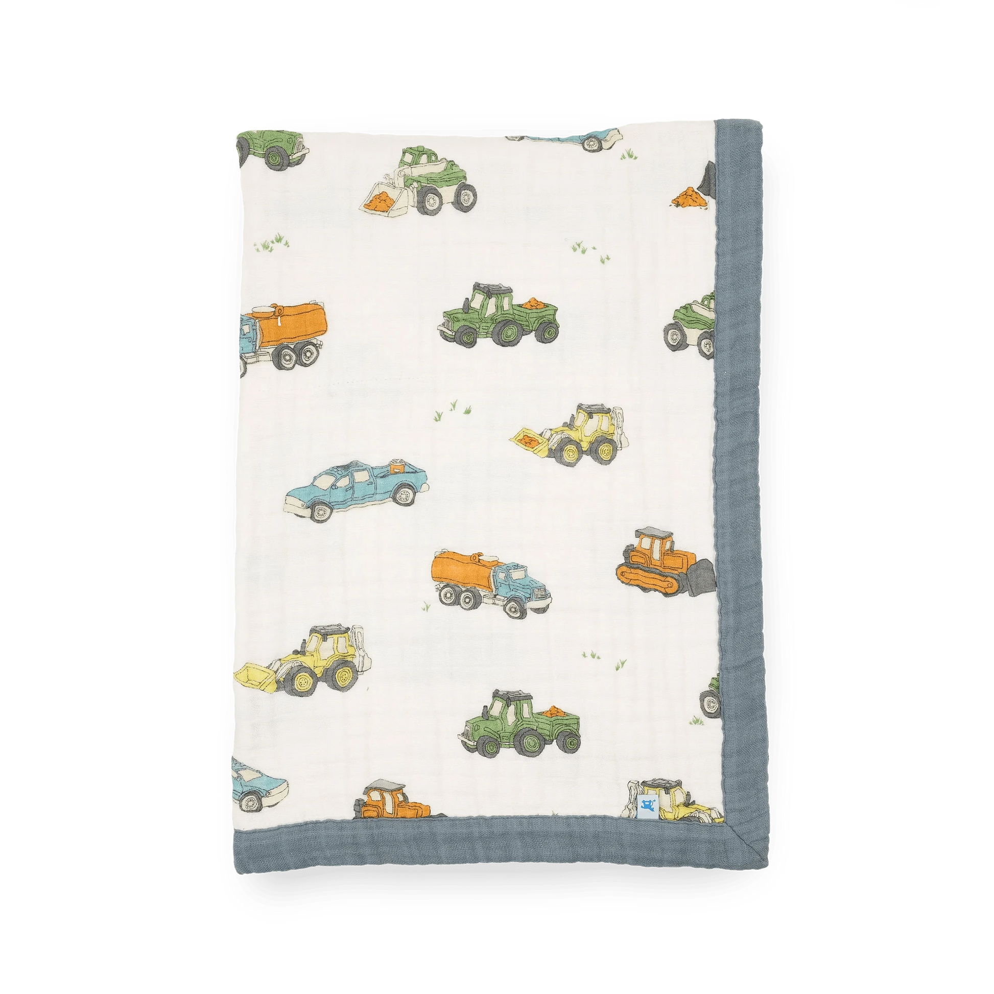 Cotton Muslin Baby Quilt - Work Trucks Little Unicorn Lil Tulips