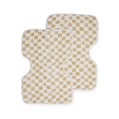 Cotton Muslin Burp Cloth 2 Pack - Adobe Checker Little Unicorn Lil Tulips