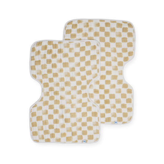 Cotton Muslin Burp Cloth 2 Pack - Adobe Checker Little Unicorn Lil Tulips