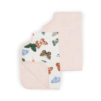 Cotton Muslin Burp Cloth 2 Pack - Butterflies Little Unicorn Lil Tulips
