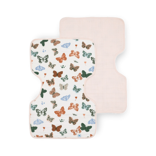 Cotton Muslin Burp Cloth 2 Pack - Butterflies Little Unicorn Lil Tulips