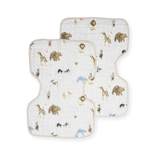 Cotton Muslin Burp Cloth 2 Pack - Party Animals Little Unicorn Lil Tulips